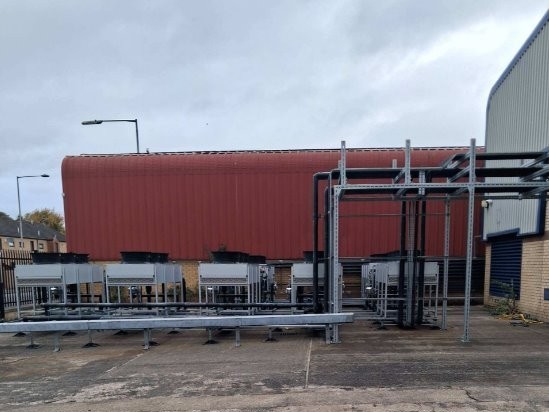 External view of the cooling infrastructure upgrade at Iomart's Glasgow data centre